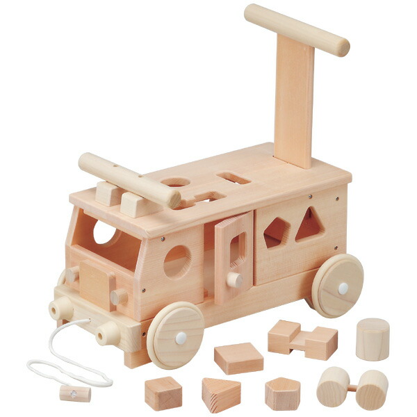 平和工業 Mocco モッコ 森のパズルバス〜日本製の木のおもちゃMocco（モッコ）シリーズ。手押し車としても使えるバスの木製足けり乗用玩具です。(W-029)