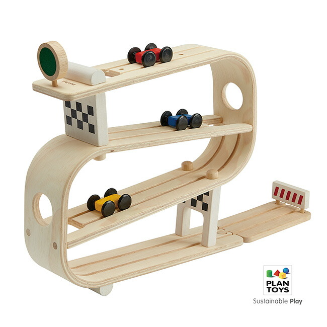 【レビュー特典あり】PLAN TOYS プラントイ ランプレーサー 5379[スロープトイ おもちゃ 木製 木のおもちゃ 車 レース レール コース コースター スロープ 落ちる 転がる 走る 坂道 知育 キッズ 子供 出産祝い 贈り物 プレゼント お祝い 3歳 4歳 4歳児 5歳 5歳児]